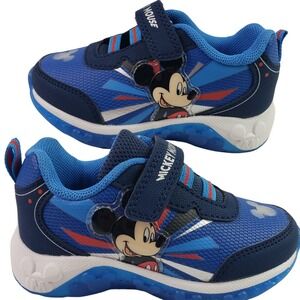 MICKEY MOUSE DISNEY Boys Light-Up Shoes Sneakers Toddlers Blue Size 10 New  18cm